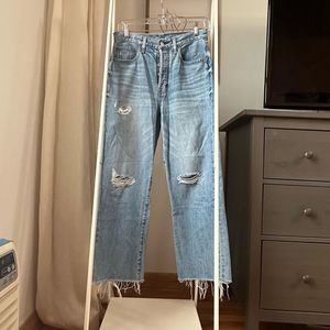 Etica high waist loose ankle crop light wash jeans sz 26 (v200)